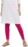 Max Women Solid Elasticated Regular Fit Mid Rise Leggings (Noosal21Ro_Rose Pink_Large)