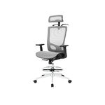 NOUHAUS ErgoTASK - Ergonomic Task Chair, Computer Chair and Office Chair with Headrest. Rolling Swivel Chair with Blade Wheels (Grey)