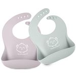 Silicone Baby Bibs - Easy Wipe Silicone Bibs for Babies - Weaning Bibs with Large Food Catcher - Toddler Bib for Boys, Girls - BPA Free Baby Bib - Baby Weaning Bib - Baby Bibs for Weaning (Soft Dusk)
