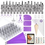 Kootek 90 PCs Piping Bags and Tips Set, Cake Decorating Supplies Kit with 55 Numbered Icing Piping Tips, 20+2 Pastry Bags for Cake Cupcake, Frosting Piping Kit with Booklet and eBook