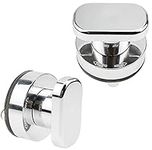 LbsAMP 2PCS Suction Cup Door Handle Shower Door Knob Glass Door Handles with Strong Suction Cup for Glass Door Drawer Cabinet Wardrobe Refrigerator Door Balcony Doors (Silver)