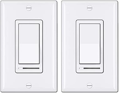 BESTTEN 2 Pack Dimmer Light Switch, Universal Lighting Control, Single Pole or 3 Way, Compatible with LED Dimmable Lamp, CFL, Incandescent, Halogen Bulb, Decorator Wallplate Included, White