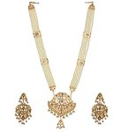 Lucky Jewellery Designer Navratan Magenta Gold Plated Guluband Necklace Set for Women (1800-CGN-C321-R)