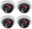 WALI Dummy Fake Security CCTV Dome Camera with Flashing Red LED Light with Security Alert Sticker Decals (SDW-4), 4 Packs, White