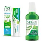 Aloe Dent - Sensitive Aloe Vera Gel Toothpaste & Mouthwash - Fluoride Free - Prevents Plaque, Supports Sensitive Gums & Freshens Breath - Vegan, Cruelty & SLS Free - 100ml & 250ml