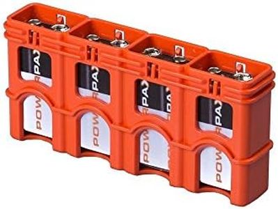 Storacell by Powerpax Slimline Battery Storage Container - Holds 4 - 9 Volt Batteries, Orange, 1 Count (Pack of 1)