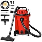 COSTWAY 3 in 1 Wet and Dry Vacuum, 25L 16KPA Suction Garage Home Workshop Vac Cleaner with Blower Function and Safety Protection, Indoor Outdoor Dust Extractor, 1200W (Red)