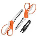 Pinking Shears Set (Pack of 2 PCS, Serrated & Scalloped Edges) by Potamish - Zig-zag Scissor for Fabric Leather & Paper - Pinking Dressmaking Sewing Scissors PM-002-CA-A1