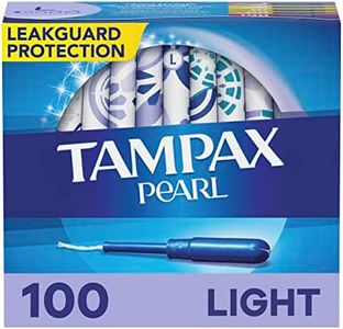 Tampax Pearl Tampons Light Absorbency, With Leakguard Braid, Unscented, 50 Count X 2 Packs (100 Count Total)