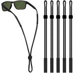 Qufiiry 5 Pcs Adjustable Eyeglass Strap, String for Glasses, Anti-Slip Glasses Strap with Silicone Grips for Sunglasses and Eyewear, Sports and Outdoor Use for Men and Women (Black)