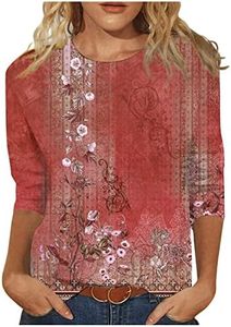Dressy Tunic Tops for Women Womens 3/4 Sleeve Tops and Blouses Ladies Tops and Blouses Heart Printed Tshirts Shirts Womens Tops Womens Blouses Dressy Casual Woman Tops Shirts for Red 3XL