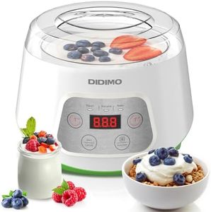 Yogurt Maker, Greek Yogurt Maker with Timer Control and Strainer, Yogurt Maker Machine with Stainless Steel Liner, Electric Portable Yogurt Maker for Yogurt, Greek Yogurt, Cheese, Natto (White)