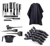 VEDETIC Combo for Hair Cutting Comb/Dye Bowls Kit and Apron Sheet With Crocodile Section Clips Saloon Use Accessories (apron+comb+Clips+dye bowl combo)