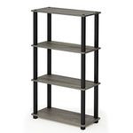 Furinno Turn-S-Tube 4-Tier Multipurpose Shelf Display Rack with Square Tube, French Oak/Black