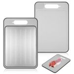 4 in 1 Defrosting Board, Defrosting Tray Double Sided As Chopping Board with Grater, Sharpener, Fast Thawing of Frozen Food & Meat,36.5Lx25Wcm, Grey