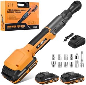 This Hill 3/8" 66 Ft-lbs Brushless Power Ratchet Driver with 2 Pack 15C 2000 mAh Lithium-Ion Battery, 20V 90NM Cordless Electric Ratchet Wrench Set, 1/4" and 1/2" Adapter for Automobile Engine