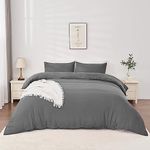 LINENOVA Quilt Cover Set Queen Size - Premium 1800TC Ultra-Soft Microfiber Cotton-like Texture Queen Duvet Cover Set, Breathable and Cozy, 1 Duvet Cover with Buttons Closure and 2 Pillowcase (Queen,Charcoal)