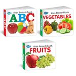 Early Learning Little Library Kids Toys Children Baby Books Set For 1 Year Old to 3 Year Old , Set of 3 Books - Alphabets, Fruits,vegetables. Best Books For Toddlers.