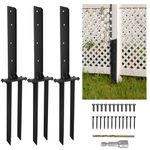 YVHFWOY Fence Post Repair Kit,Heavy Duty Steel Fence Post Repair Stakes,Post Anchor Double Ground Spike,Wooden Fences Post Support for Repairing Damaged Fence Gate Posts Sign Posts or Mailbox(3Pack)…