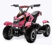 electric Rosso Motors Kids ATV Kids Quad 4 Wheeler Ride On with 500W 36V Battery Power Lights in Pink Motorcycle for Girls Disc Brake System for Child Safety