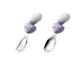 Monkhood Toddler Utensils, Toddler Forks and Spoons, Baby Spoons Self Feeding, Stainless Steel Baby Silverware with BPA Free Silicone Easy Grip, 8 Months+, Mushroom Design, Storage Case (Purple)