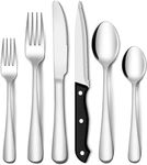 24 Piece Silverware Set Service for 4,Premium Stainless Steel Flatware Set,Mirror Polished Cutlery Utensil Set,Durable Home Kitchen Eating Tableware Set,Include Fork Knife Spoon,Dishwasher (Silver)