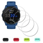 [4 Pack] Screen Protector for Garmin Forerunner 255/255 Music 46mm Smartwatch + Silicone Anti-dust Plugs, iDaPro Tempered Glass Anti-Scratch Bubble-Free