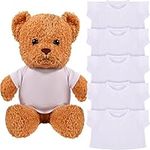 SKYLETY 6 Pcs White Basic Tee Shirt Bear Clothes Classic Stuffed Animal T Shirt Plush Bear T Shirt Crew Neck Bear Clothes for Stuffed Bears Doll with 14-18 Inch