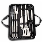 FRESHOME Stainless Steel Barbecue BBQ Tool Kit Set Barbecue Cooking Helping Accessories with Storage Bag - RA014 - Sliver