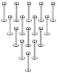 FUNRUN 15PCS 16G Stainless Steel Lip Rings Labret Nose Studs Piercing Labret Monroe Nose Studs Ear Tragus Helix Earring 3mm Ball 10mm Bar Length