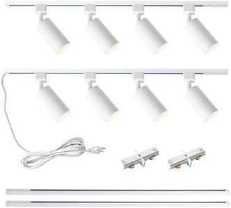 LRAEMXG Plug in Track Lighting with Power Cord, 8-Light GU10 Track Lighting Kit with 6.6FT H Type Track Lighting Rails, Modern Kitchen LED Track Lighting Fixtures Ceiling Spot Light, White (No Bulbs)