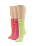 HUE Women's Slouch Sock 3 Pair, Neon Pack, One Size (Pack of 3)