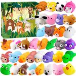 DIYDEC 36pcs Mochi Squishy Toys, Mini Kawaii Animals Squishies Soft Cute Squeeze Fidget Toys Stress Relief Toys Party Bags Fillers for Boys Girls Birthday Party Favors