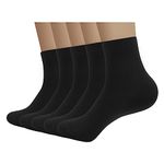 Bamboo Men sock Breathable Sock Low Quarter Thin Ankle Sock Comfort Cool soft Sock 5 Pairs (Large, Black)