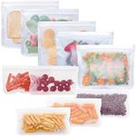 Reusable Storage Bags 10 Pack, FDA Food Grade Ziplock Lunch Bags, Leakproof Freezer Bag for Snacks, Fruits, Sandwiches, Make up, Travel, Extra Thick for Organization (5 sandwich bags & 5 snack bags)