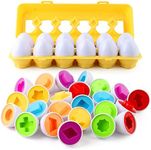 GIOD Matching Eggs, 12 Enlightenment Identifies Color Shape Egg Sets, Easter Eggs, Shape Matching Toys Suitable for Easter, Montessori Children's Early Education Toy (Yellow)