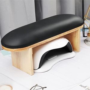 Arm Rest for Nails Professional Microfiber Leather Nail Arm Rest Cushion with Soft High-Density Sponge Solid Wood Table Non-Slip Manicure Hand Rest Stand Nail Supplies for Nail Techs(Black)