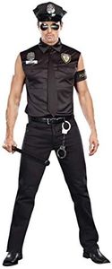 Dreamgirl Men's Dirt Cop Officer Ed Banger Costume, Black, X-Large