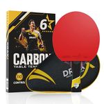 DRAXX SPORTS Table Tennis Bat | Professional 6 Stars Carbon Paddle with Pro Rubber | Superior, Spin & Power | High-Performance Ping Pong Racket | 2.0mm Sponge & EVA Case