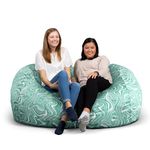 Big Joe Fuf XXL Foam Filled Bean Bag Chair with Removable Cover, Groovy Green Plush, 6ft Giant