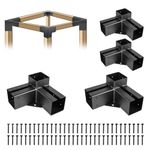 TROPTOLKY 4x4 Pergola Brackets(Actual:3.65"x3.65") ，Woodworks Pergola Kit 3-Way Right Angle Corner Bracket Elevated Wood Stand Kit Pergola (3way-4pcs)
