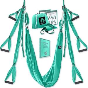 Aerial Yoga Swing Set - Yoga Hammock - Aerial Trapeze Kit + 2 Extension Straps & eBook - Large Flying Yoga Inversion Tool - Anti-Gravity Hanging Yoga Sling - Indoor Outdoor Fly Yoga - Men Women Kids
