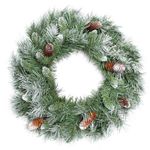 WeRChristmas Scandinavian Blue Spruce Christmas Wreath Decoration with Pine Cones, 50 cm - Large, Green