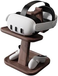 Syntech MR Walnut Stand Compatible with Meta Quest2/3/3S/Pro, Universal Quest3 Stand Holder with Storage Base for VR Accessories, Made for Meta