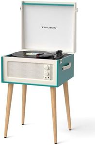 TANLANIN Record Player with Stand, 4 Speakers, Bluetooth Turntable, Teal