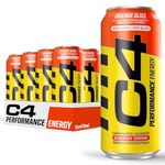 Cellucor C4 Performance Energy Drink, Orange Slice, Carbonated Sugar Free Drink with no Artificial Colours or Dyes, 473mL, 12 count