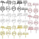 40 PCS Happy Birthday Cake Topper Acrylic Birthday Cupcake Topper Cake Pick Decorations for Birthday Party Cake Desserts Pastries 10 Styles 4 Colors