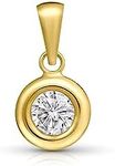 Amberta Allure Women 9ct Gold Pendant with Cubic Zirconia: Gold Solitaire Pendant - Circle Pendant with CZ