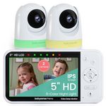 Babysense Prisma Baby Monitor with Camera and Audio, 5” HD Video Baby Monitor with 2 Cameras, 6-Color Night Light, Split Screen, Baby Sound Machine with White Noise & Lullabies, Secure No WiFi