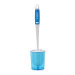 Kleeno by Cello Premium Plastic Toilet Brush with Holder (Blue and White,Pack of 2 Piece)